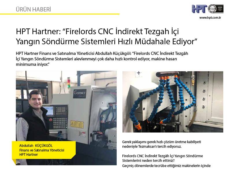HPT Hartner: “Firelords CNC İndirekt Tezgah İçi Yangın Söndürme Sistemleri Hızlı Müdahale Ediyor”