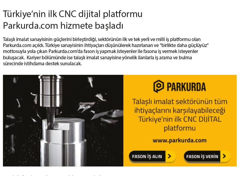 Türkiye’nin ilk CNC Dijital Platformu Parkurda.com Hizmete Başladı